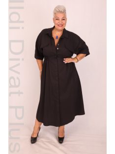 Ella Fekete Galléros A-vonalú Ruha+Öv