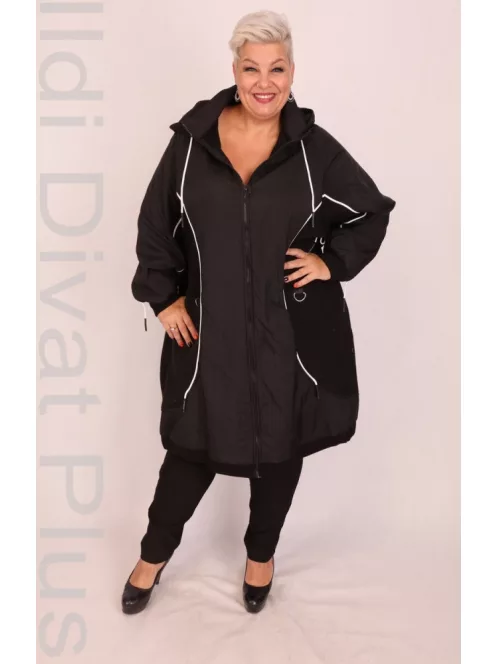 Darkwin Fekete Kapucnis Zippes Kabát