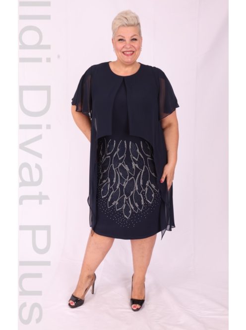 Hesba Kék Köves Fodros Muszlinos Ruha