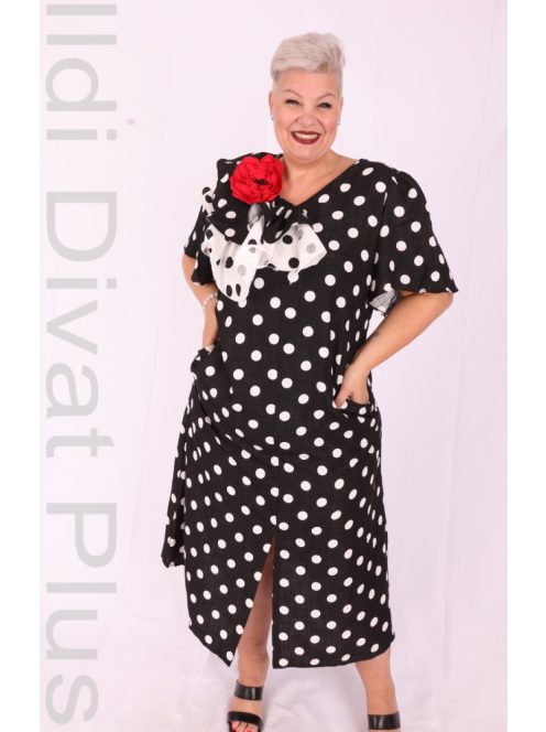 Mix Gala Fekete-Fehér Pöttyös Ruha