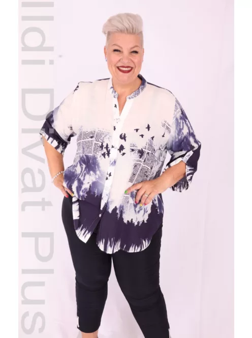 Grandi Fehér-Kék Mintás Gombos Ing