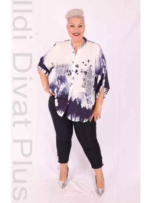 Grandi Fehér-Kék Mintás Gombos Ing