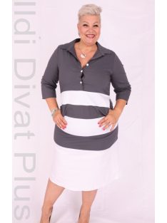 Basico Szürke-Fehér Csíkos Ingruha