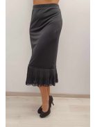  Lyon Fekete-Fodros Csipkés Midi Szoknya