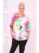 Grandi Menta-Lila Mintás Gombos Kerek Nyakú Ing