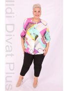 Grandi Menta-Lila Mintás Gombos Kerek Nyakú Ing