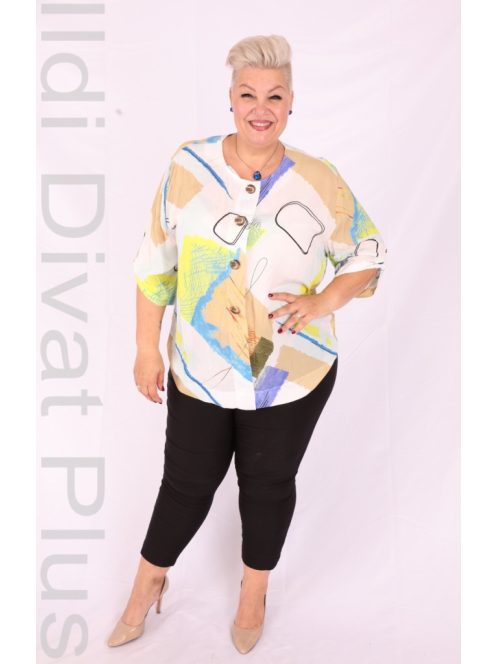 Grandi Barna-Kék Mintás Gombos Kerek Nyakú Ing