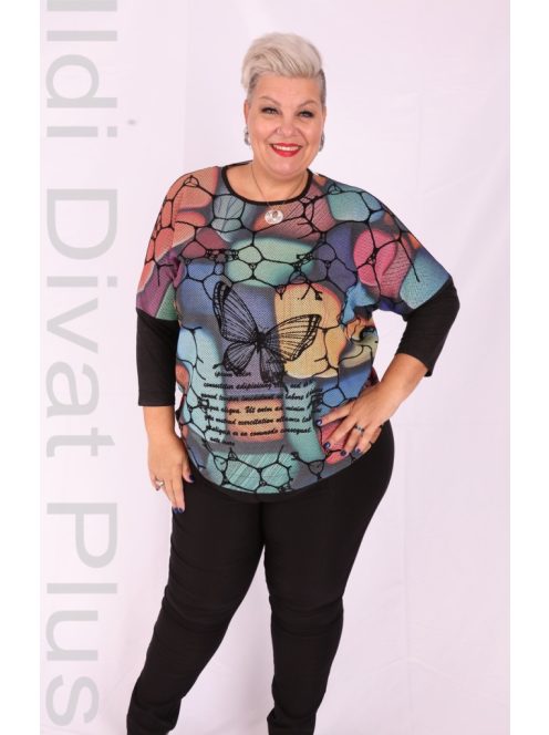Sinyora Szürke-Színes Lepke Tunika-6