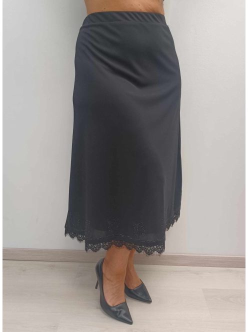 Lyon Fekete Csipkés Köves Szoknya