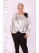 Grandi Fehér-Fekete Mintás Blúz-56