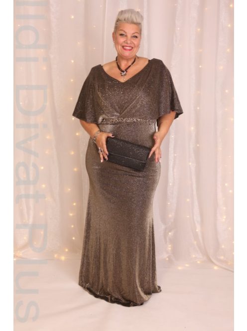 Favana Fekete-Arany Csillogós Köves Maxi Ruha