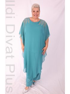 Hesba Türkiz Vállán Köves Muszlin Overál