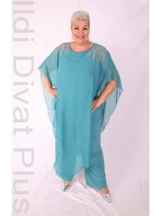 Hesba Türkiz Vállán Köves Muszlin Overál