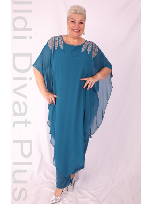 Hesba Petrol Vállán Köves Muszlin Overál