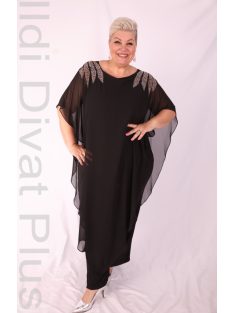 Hesba Fekete Vállán Köves Muszlin Overál