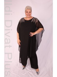 Hesba Fekete Vállán Köves Muszlin Overál