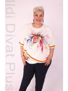 Sinyora Ekrü- Színes Virágos Köves Tunika