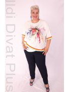 Sinyora Ekrü- Színes Virágos Köves Tunika