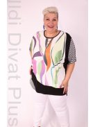 Sinyora Fekete-Fehér Színes Köves Mintás Tunika