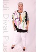 Sinyora Fekete-Fehér Színes Köves Mintás Tunika