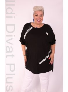 Sinyora Fekete-Denim Mintás Köves Tunika