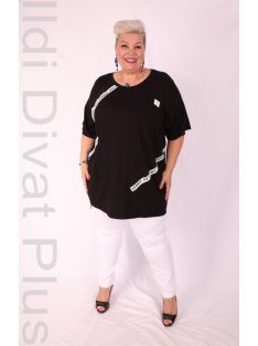 Sinyora Fekete-Denim Mintás Köves Tunika