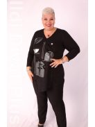 Sinyora Fekete-Ezüst Mintás Delli Tunika