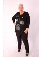 Sinyora Fekete-Ezüst Mintás Delli Tunika