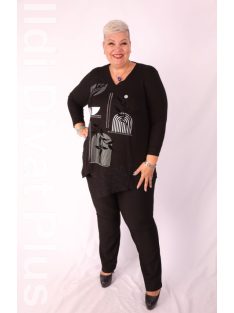 Sinyora Fekete-Ezüst Mintás Delli Tunika