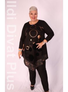 Sinyora Fekete-Bronz Mintás Hemma Tunika