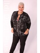 Sinyora Fekete-Ezüst Mintás Zippes Rena Tunika