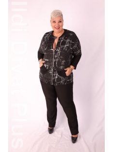 Sinyora Fekete-Ezüst Mintás Zippes Rena Tunika