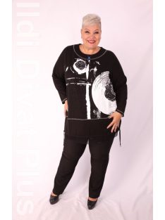 Sinyora Fekete-Fehér Mintás Dema Tunika