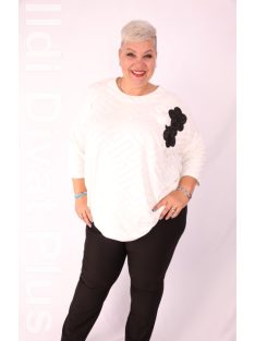 Sinyora Fehér-Fekete Virágos Dilla Tunika