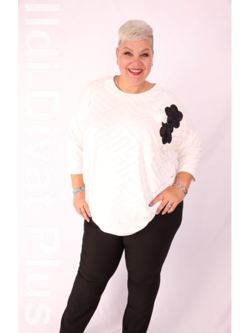 Sinyora Fehér-Fekete Virágos Dilla Tunika