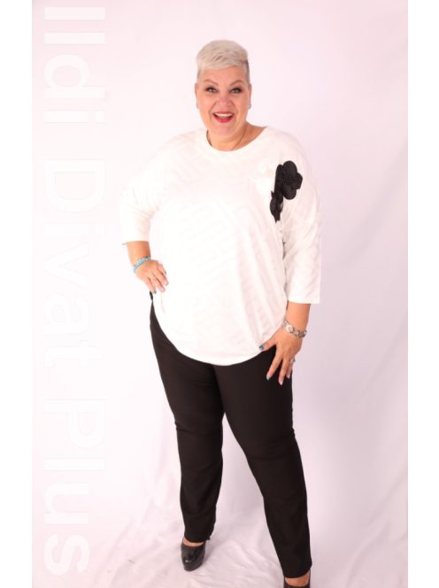 Sinyora Fehér-Fekete Virágos Dilla Tunika