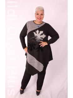 Sinyora Szürke-Fehér Mintás Galla Tunika