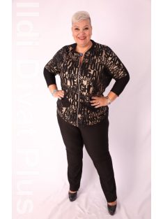 Sinyora Fekete-Bronz Mintás Zippes Rena Tunika