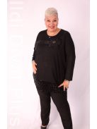 Sinyora Fekete-Flitteres Virágos Tunika