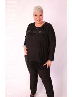Sinyora Fekete-Flitteres Virágos Tunika