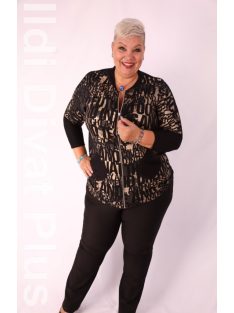 Sinyora Fekete-Bronz Mintás Zippes Rena Tunika