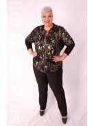 Sinyora Fekete-Bronz Mintás Zippes Rena Tunika