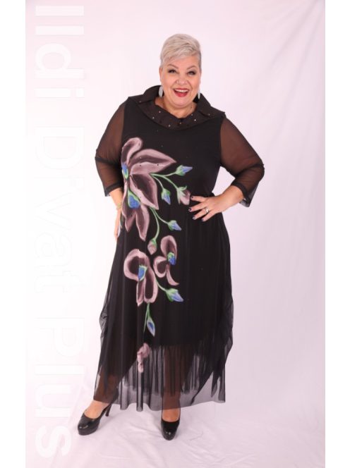 Izar Fekete-Mályva Virágos Ruha