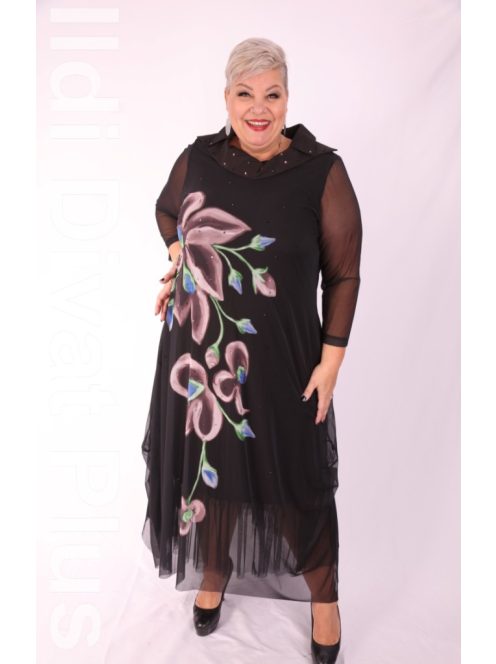 Izar Fekete-Mályva Virágos Ruha