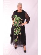 Izar Fekete-Zöld Virágos Ruha