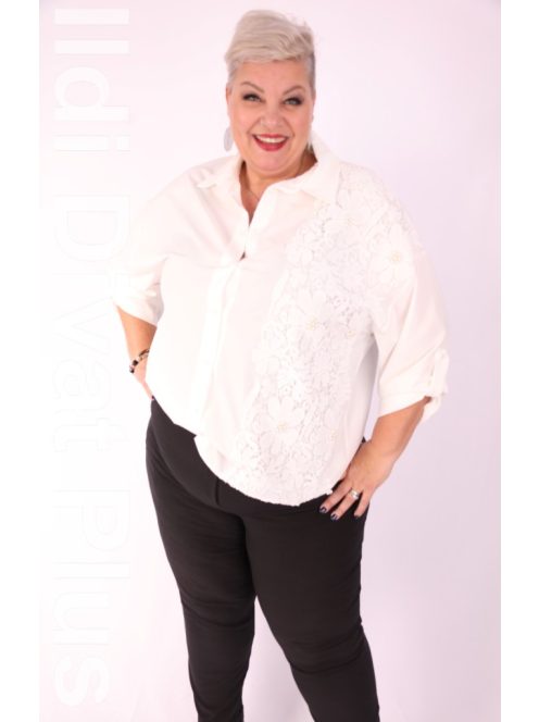 Ti-Ta Ekrü Csipkés Delina Blúz-3