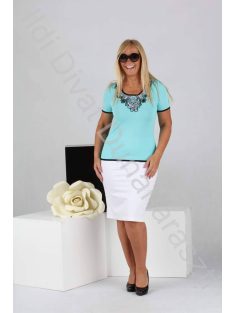 Miss Paoillon Türkiz-Fekete Díszes Felső