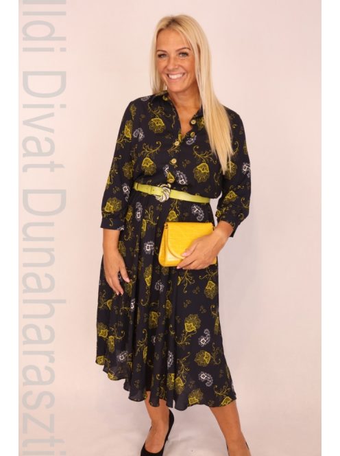 Annavero Kék-Zöld Mintás Ruha+ Öv