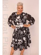 La Fama Fekete -Fehér Mintás A-vonalú Ruha+ Öv