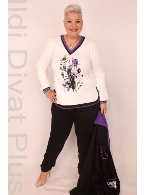 ViaVia Fekete-Fehér-Lila Kétrészes Szett-46